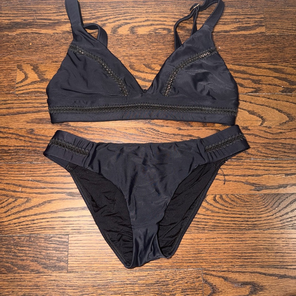 Black Bikini Set with Lace Detail